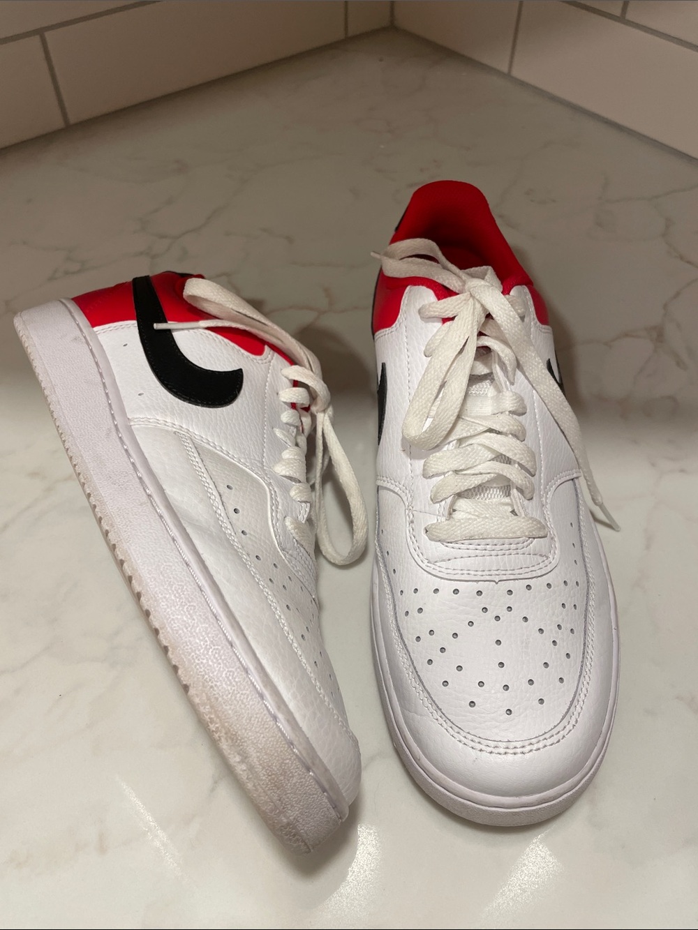 Nike court vision low top White Sneakers with Black and red